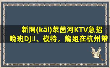 新開(kāi)萊茵河KTV急招晚班DJ、模特，龍姐在杭州帶你上班